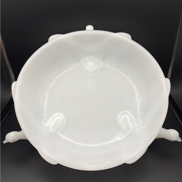 Vintage Jeanette Milk Glass Pheasant Footed Pedestal Candy Fruit Nut Dish Bowl - Picture 7 of 11